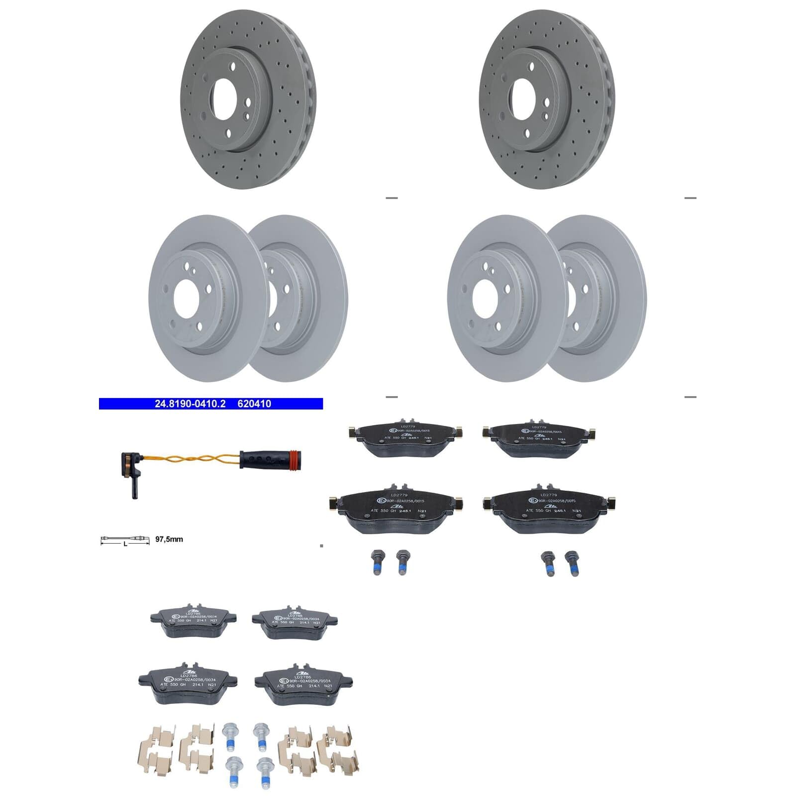 ATE Bremsscheiben + CERAMIC vorne + hinten für A-Klasse W176 CLA GLA von BandelOne