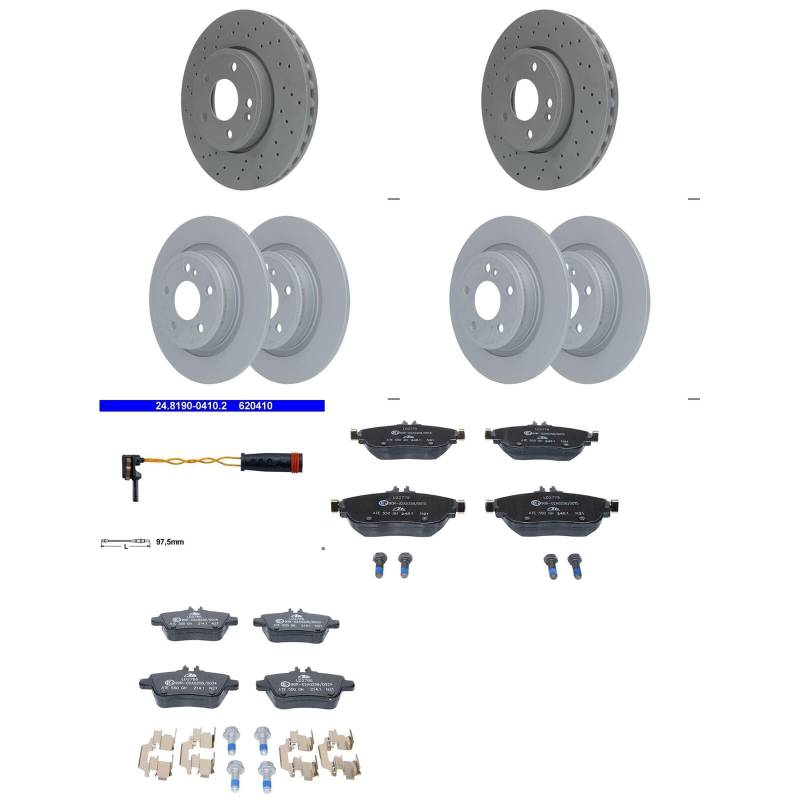 ATE Bremsscheiben + CERAMIC vorne + hinten passend für B-Klasse W246 von BandelOne