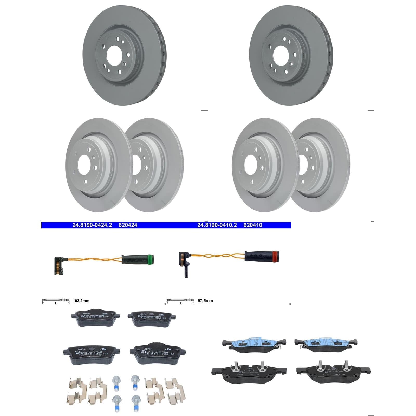 ATE Bremsscheiben + CERAMIC vorne + hinten passend für GLE M-Klasse W166 von BandelOne