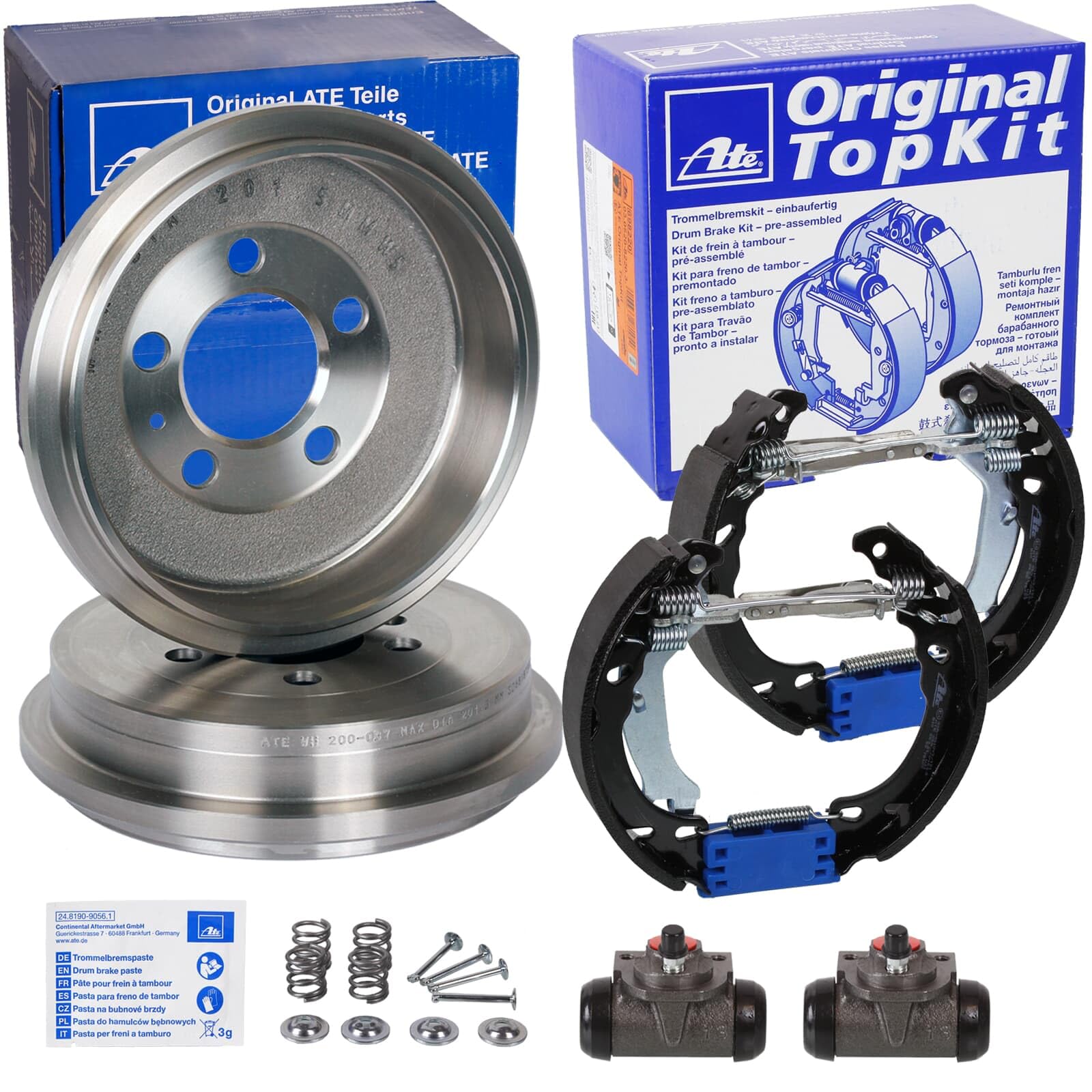 ATE Bremstrommeln + TopKit Bremsbacken vormontiert für 1007 C3 C2 von BandelOne