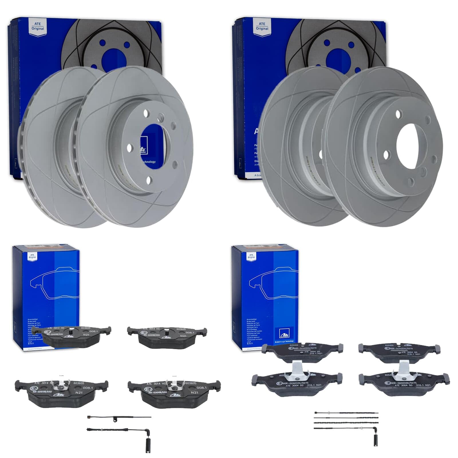 ATE PowerDisc Bremsscheiben + Beläge VA + HA passend für 3er E46 nur 316i/318i von BandelOne