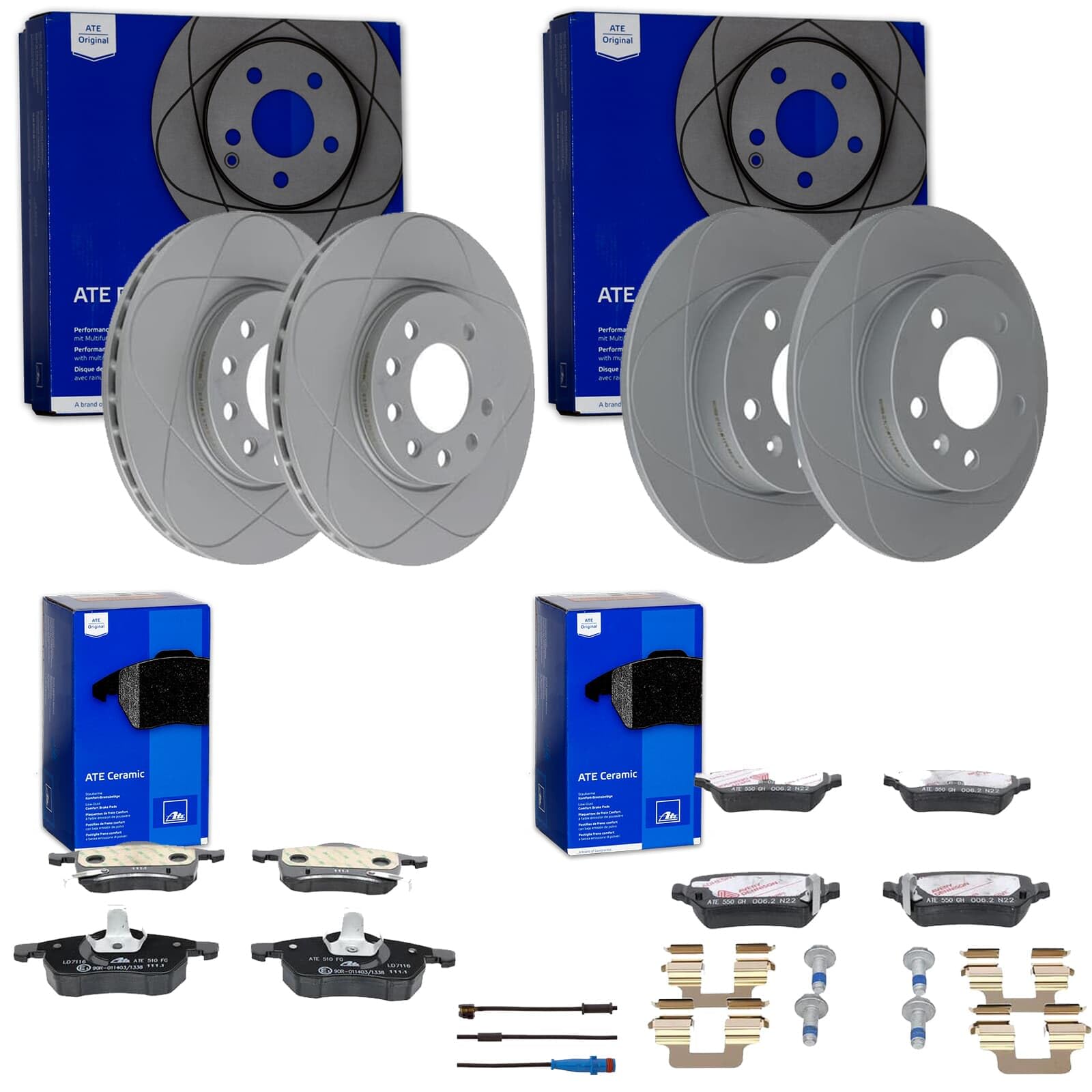 ATE PowerDisc Bremsscheiben + Beläge VA + HA passend für Astra H + B von BandelOne