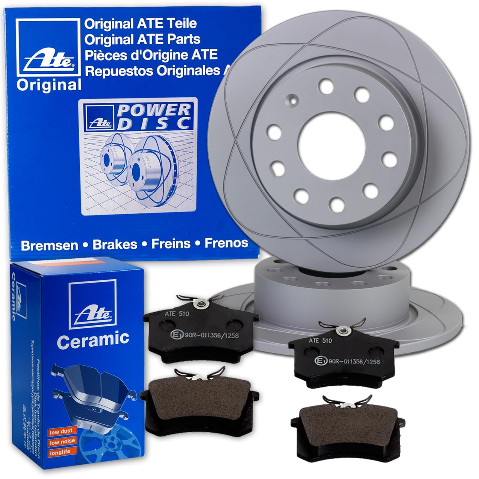 ATE PowerDisc Bremsscheiben + CERAMIC Beläge hinten für A4 8K B8 A5 8T 8F Q5 von BandelOne