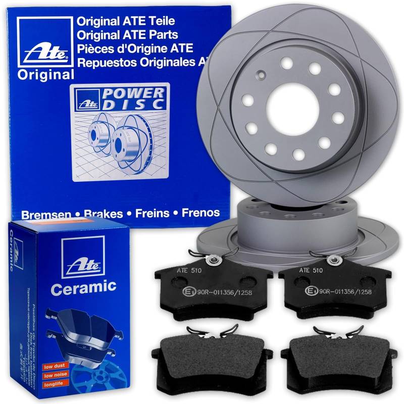 ATE PowerDisc Bremsscheiben + CERAMIC Beläge hinten für AA3 Fabia Leon IBIZA von BandelOne