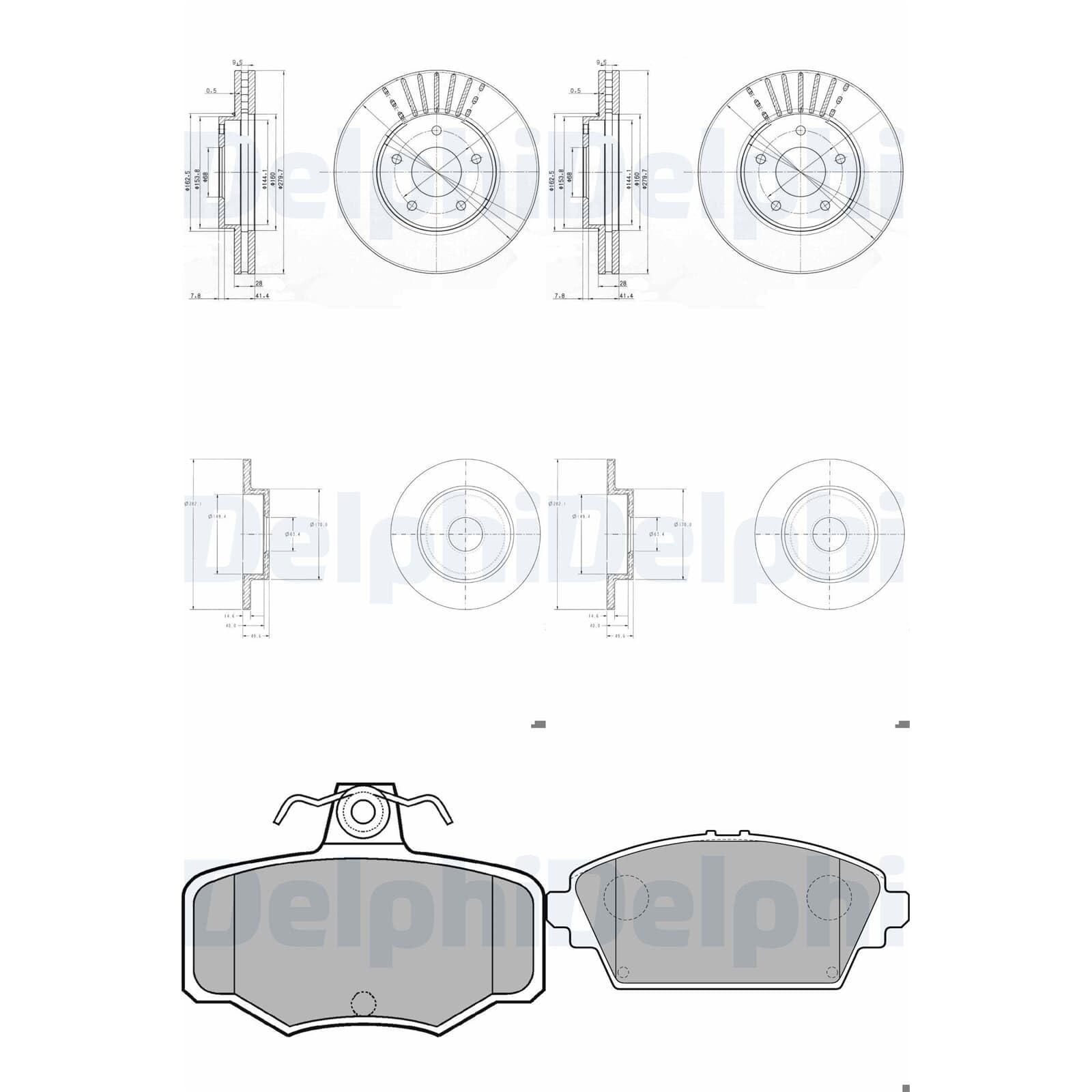 DELPHI Bremsscheiben + Beläge vorne + hinten passend für ALMERA TINO V10 von BandelOne