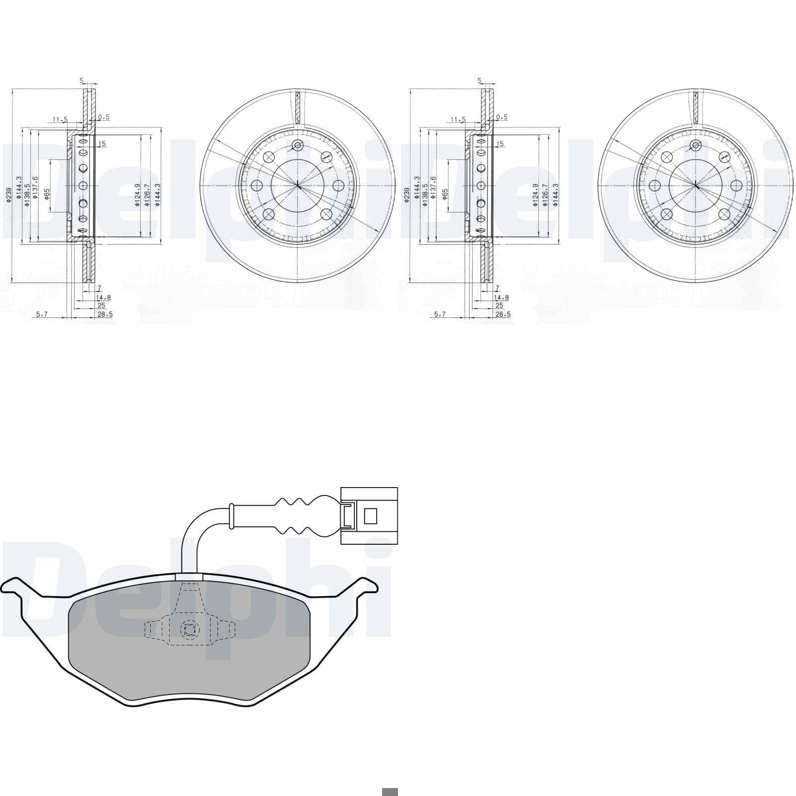 DELPHI Bremsscheiben 239mm + Beläge vorne passend für A2 nur 1,2 TDi von BandelOne