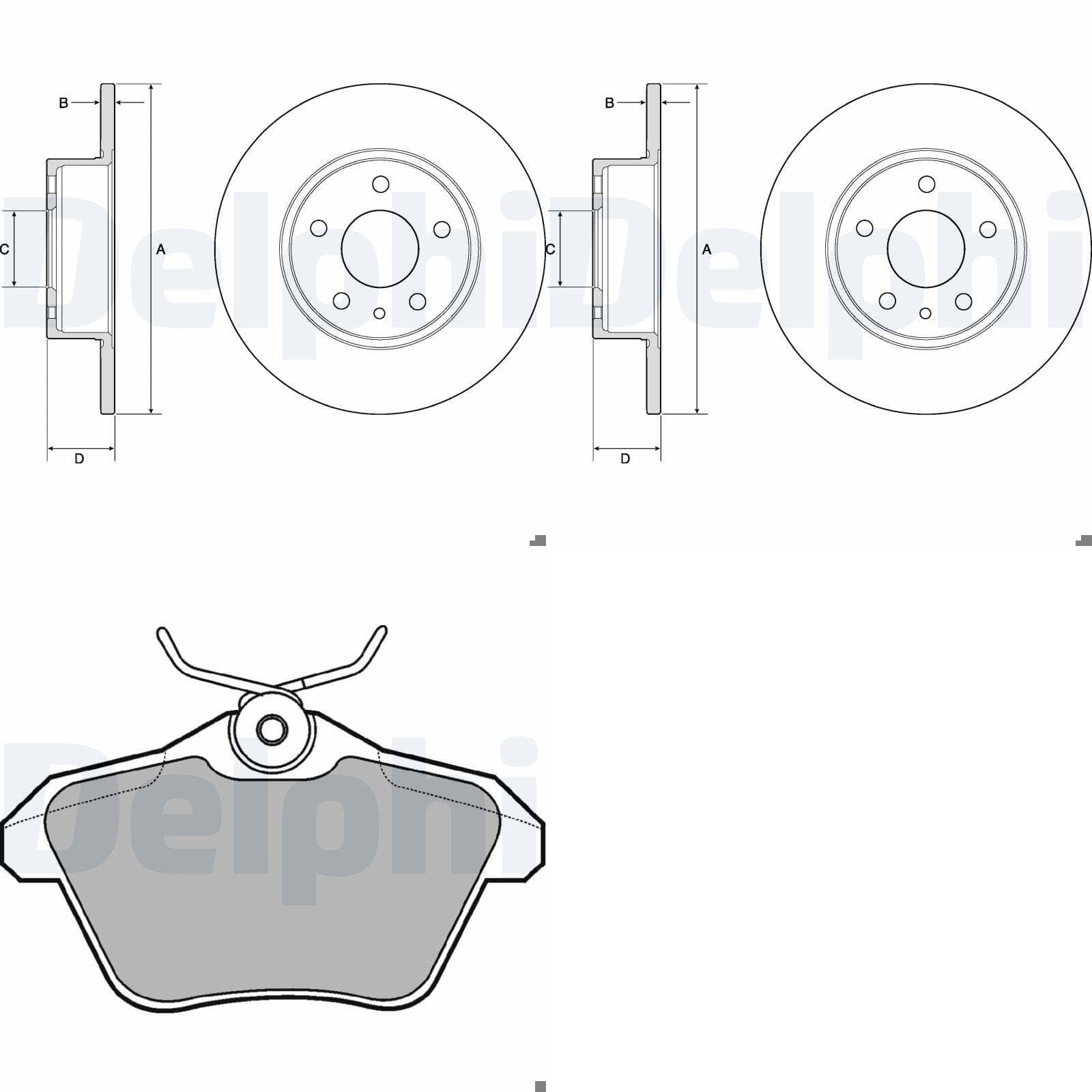 DELPHI Bremsscheiben 251mm + Beläge hinten passend für 156 164 von BandelOne