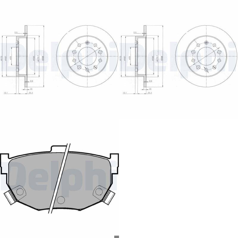 DELPHI Bremsscheiben 258mm + Beläge hinten passend für Coupe GK von BandelOne