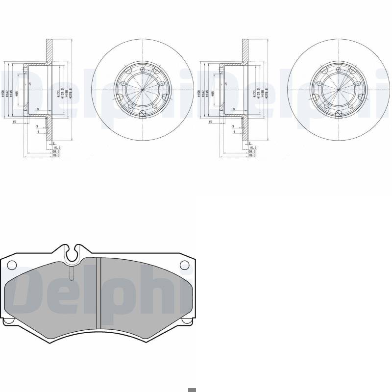 DELPHI Bremsscheiben 280mm + Beläge vorne passend für T1 + T2 von BandelOne