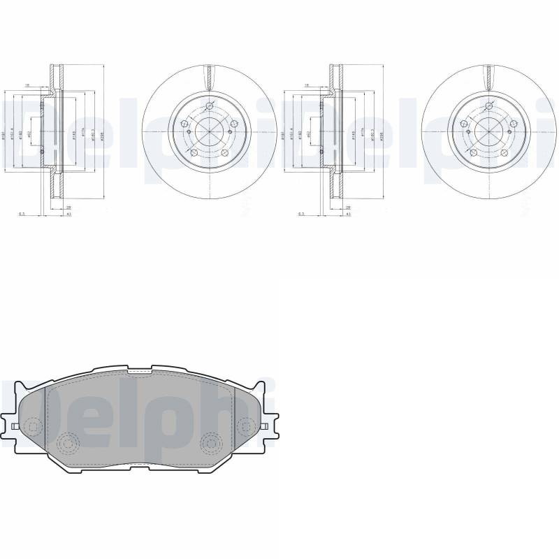 DELPHI Bremsscheiben 296mm + Beläge vorne passend für IS E2 + IS C Cabrio von BandelOne