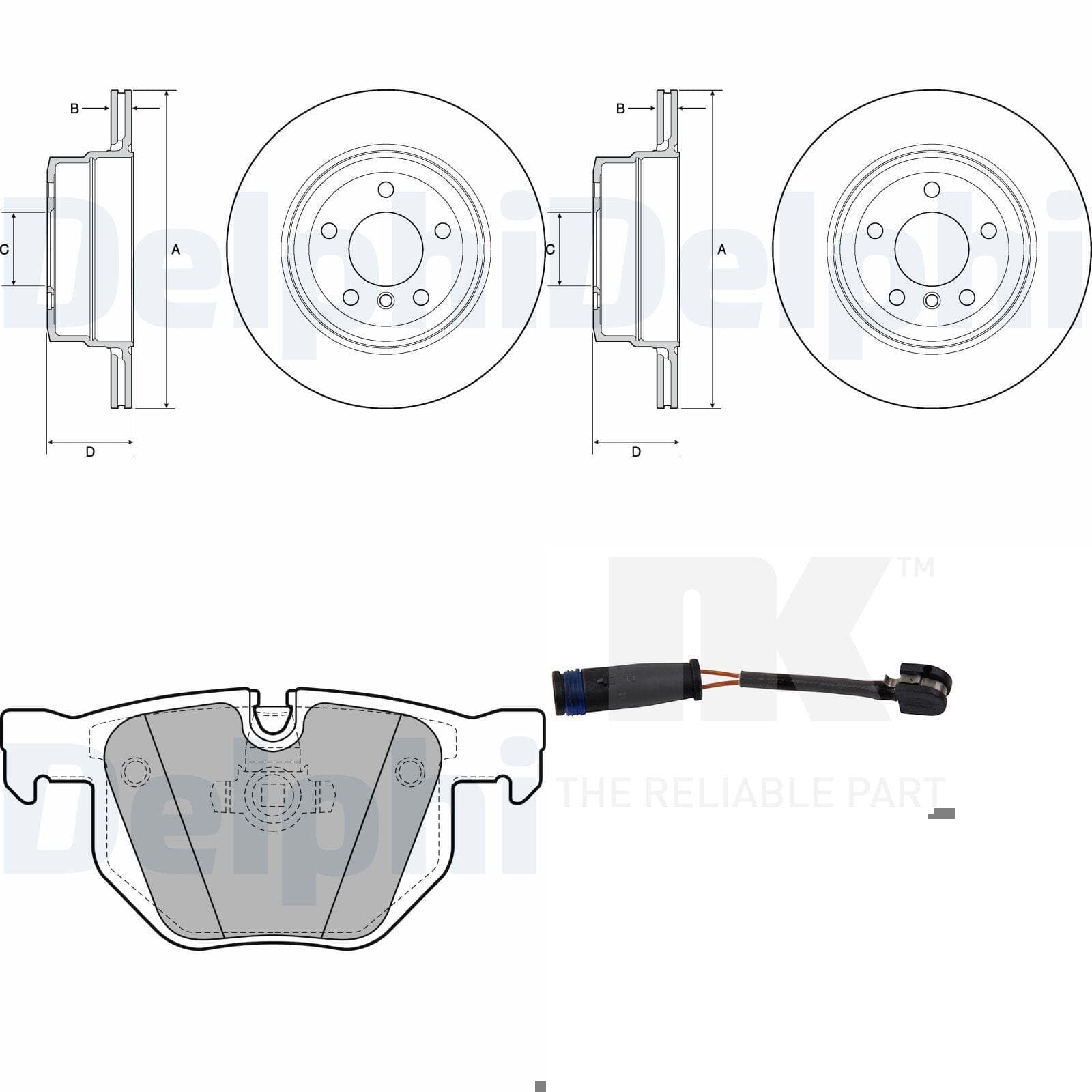 DELPHI Bremsscheiben 320mm + Beläge hinten passend für 5er E61 NUR xDrive von BandelOne