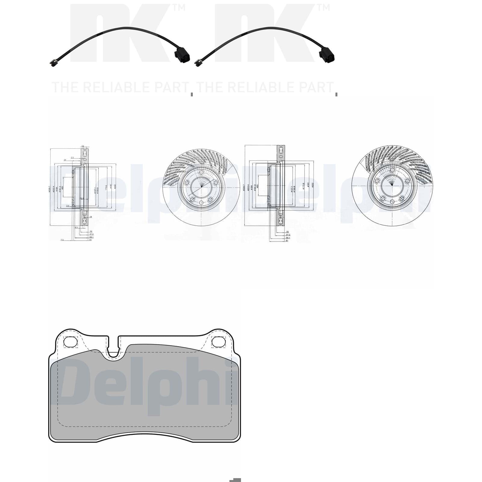 DELPHI Bremsscheiben 330mm + Beläge vorne passend für 7P Bj 2010-2018 von BandelOne