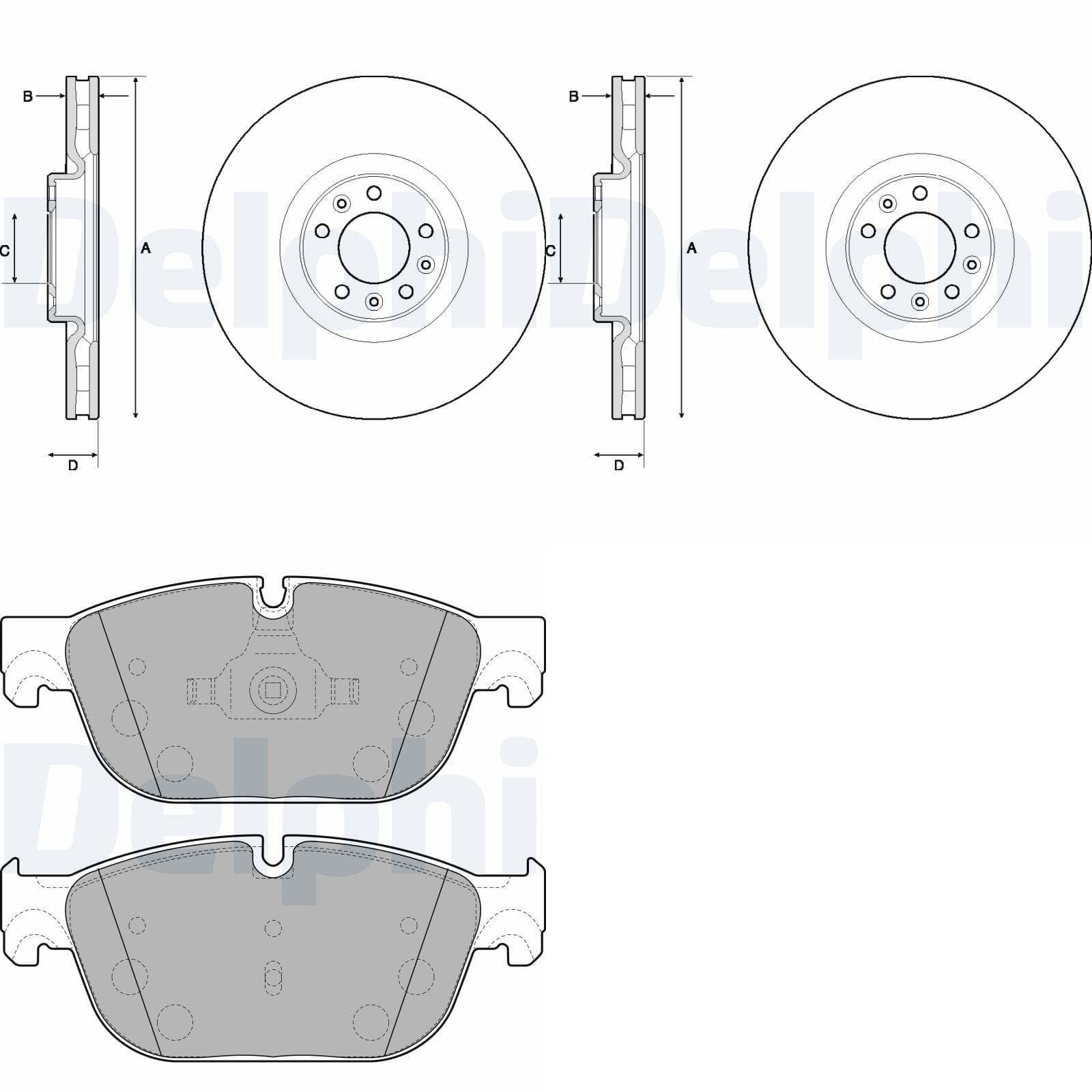 DELPHI Bremsscheiben 340mm + Beläge vorne passend für C5 C6 508 von BandelOne