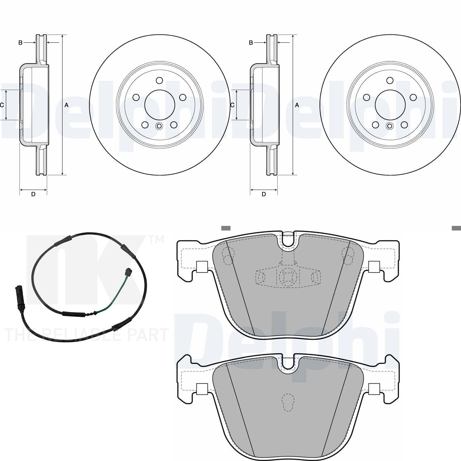 DELPHI Bremsscheiben 345mm + Beläge hinten passend für 5er F07 GT GranTurismo von BandelOne