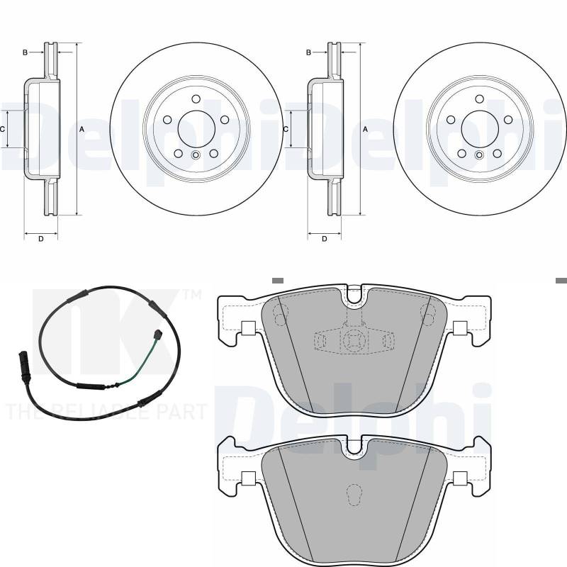 DELPHI Bremsscheiben 345mm + Beläge hinten passend für 5er F07 GT GranTurismo von BandelOne