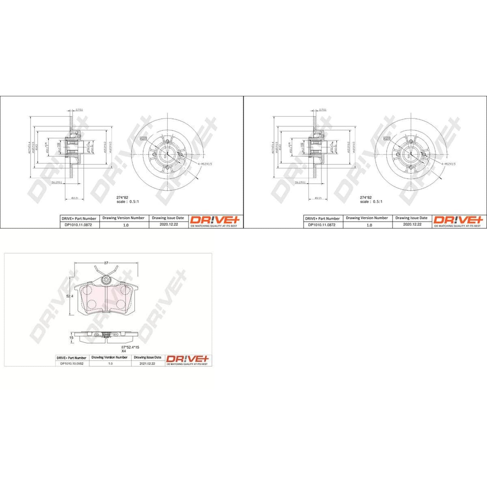 DR!VE + Bremsenset 274mm hinten passend für Megane GrandTOUR + SCENIC von BandelOne