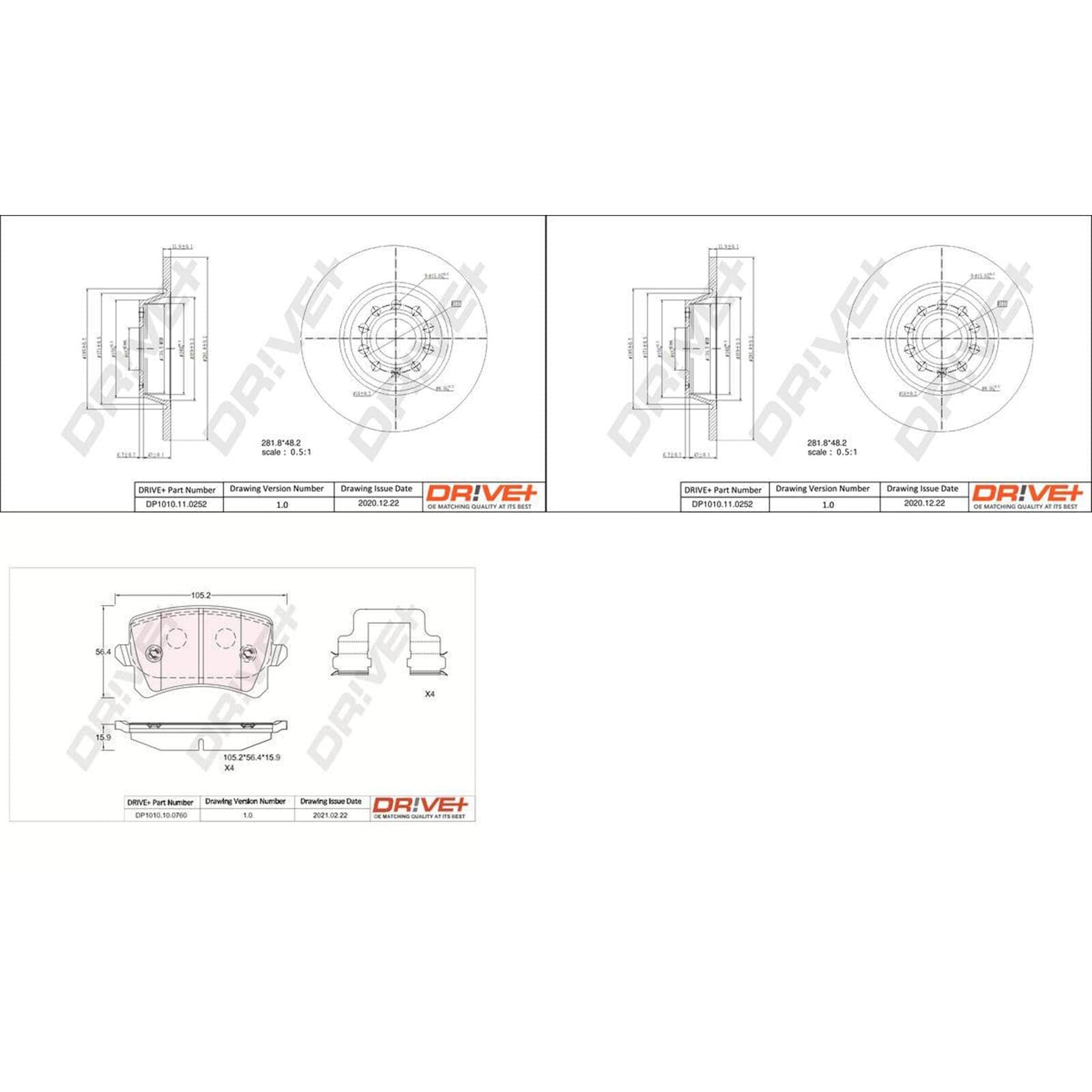 DR!VE + Bremsenset 282mm hinten passend für Q3 8U NUR bis Baujahr 10/2014 von BandelOne