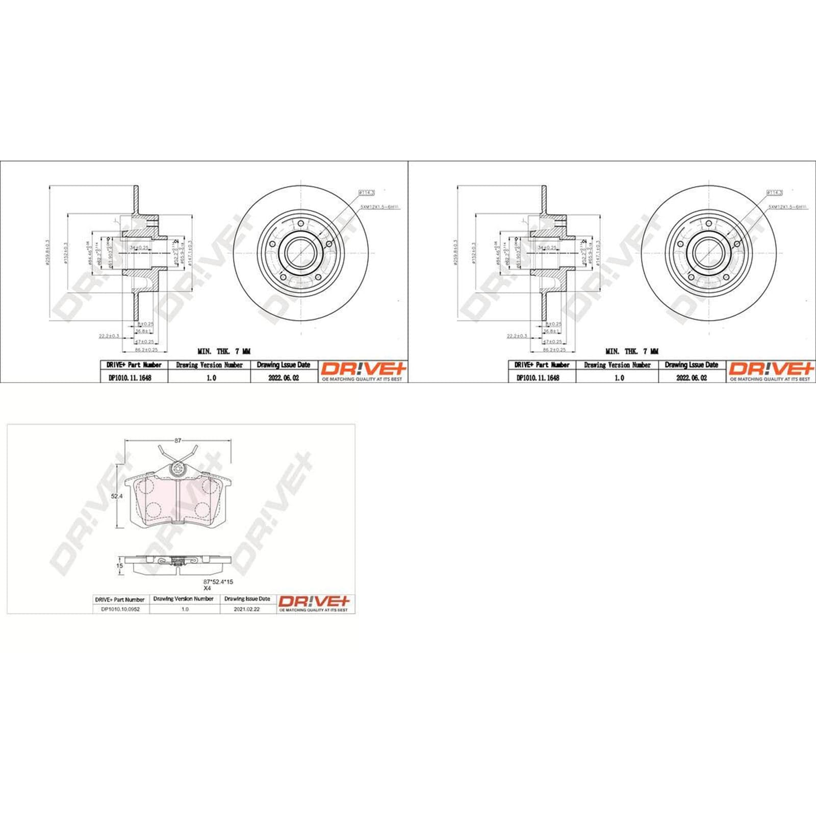 DR!VE + Bremsscheiben 260mm + Beläge hinten passend für Clio IV 4 1,6 RS von BandelOne