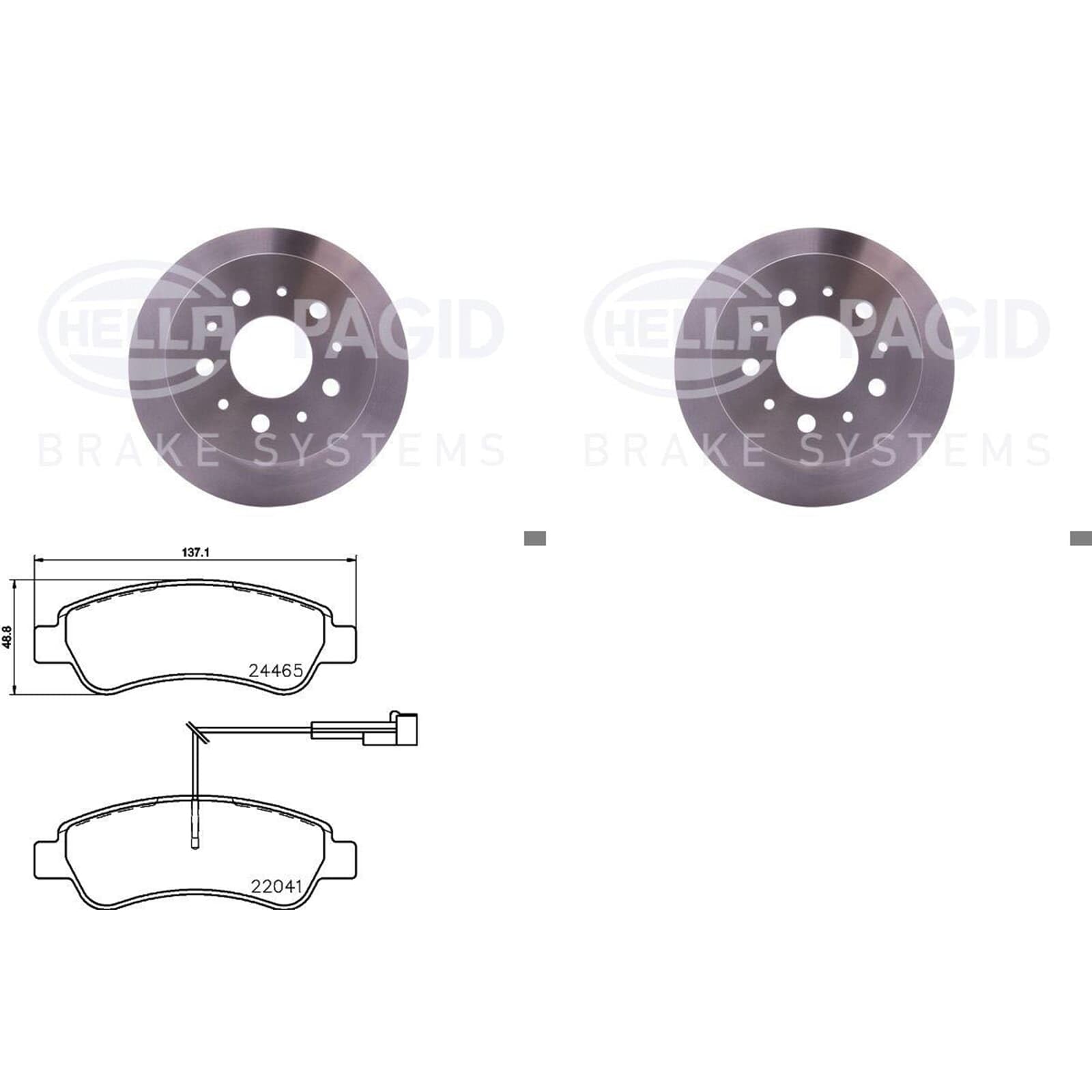 HELLA PAGID Bremsenset hinten passend für Ducato + Jumper + Boxer 250 von BandelOne