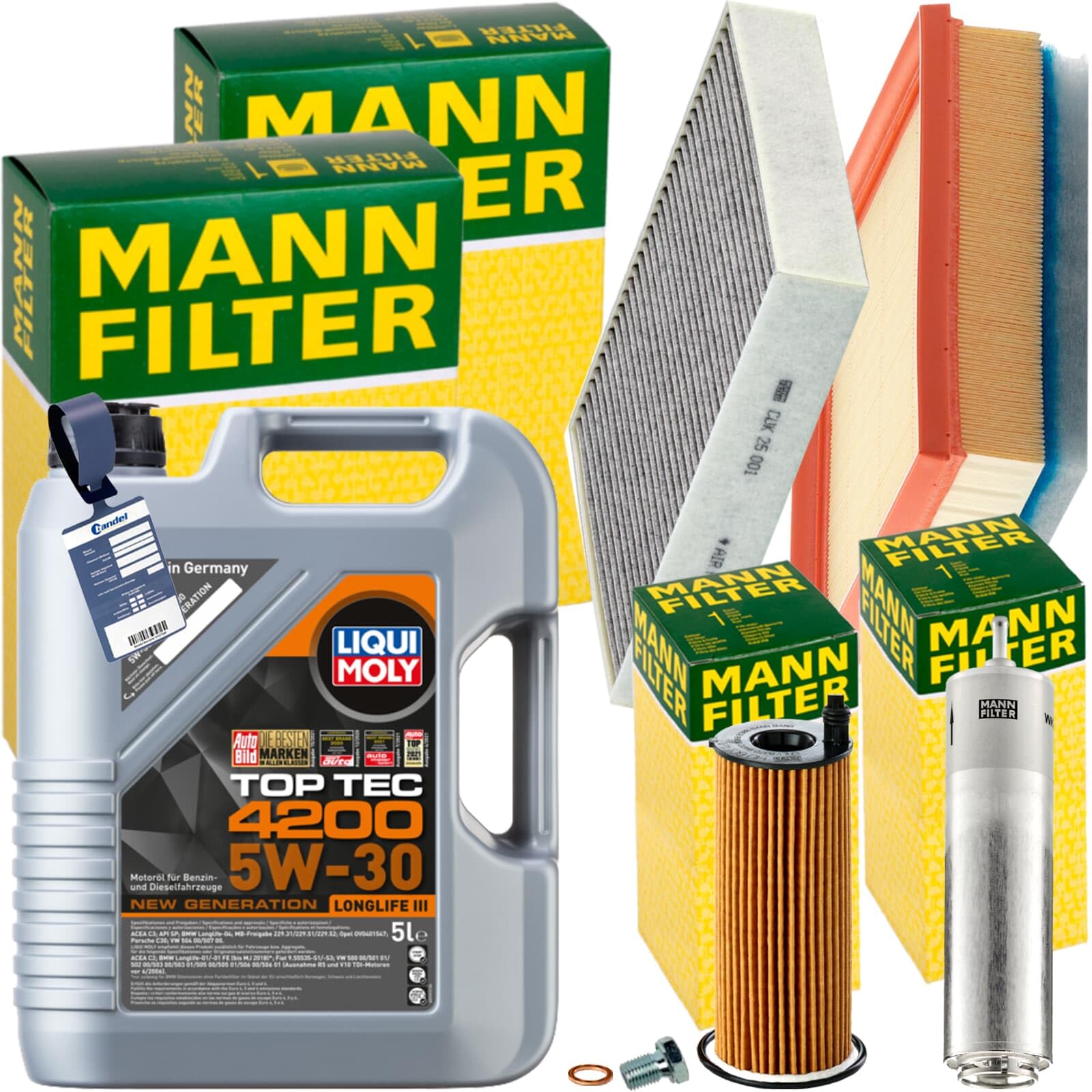 Inspektionspaket + 5L 5W-30 Öl passend für 1er F20 116-25d 3er von BandelOne