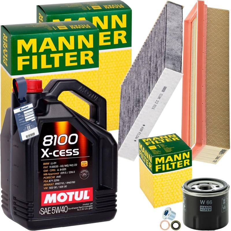 Inspektionspaket + 5L 5W-40 Motoröl passend für Clio 4 Logan 2 von BandelOne