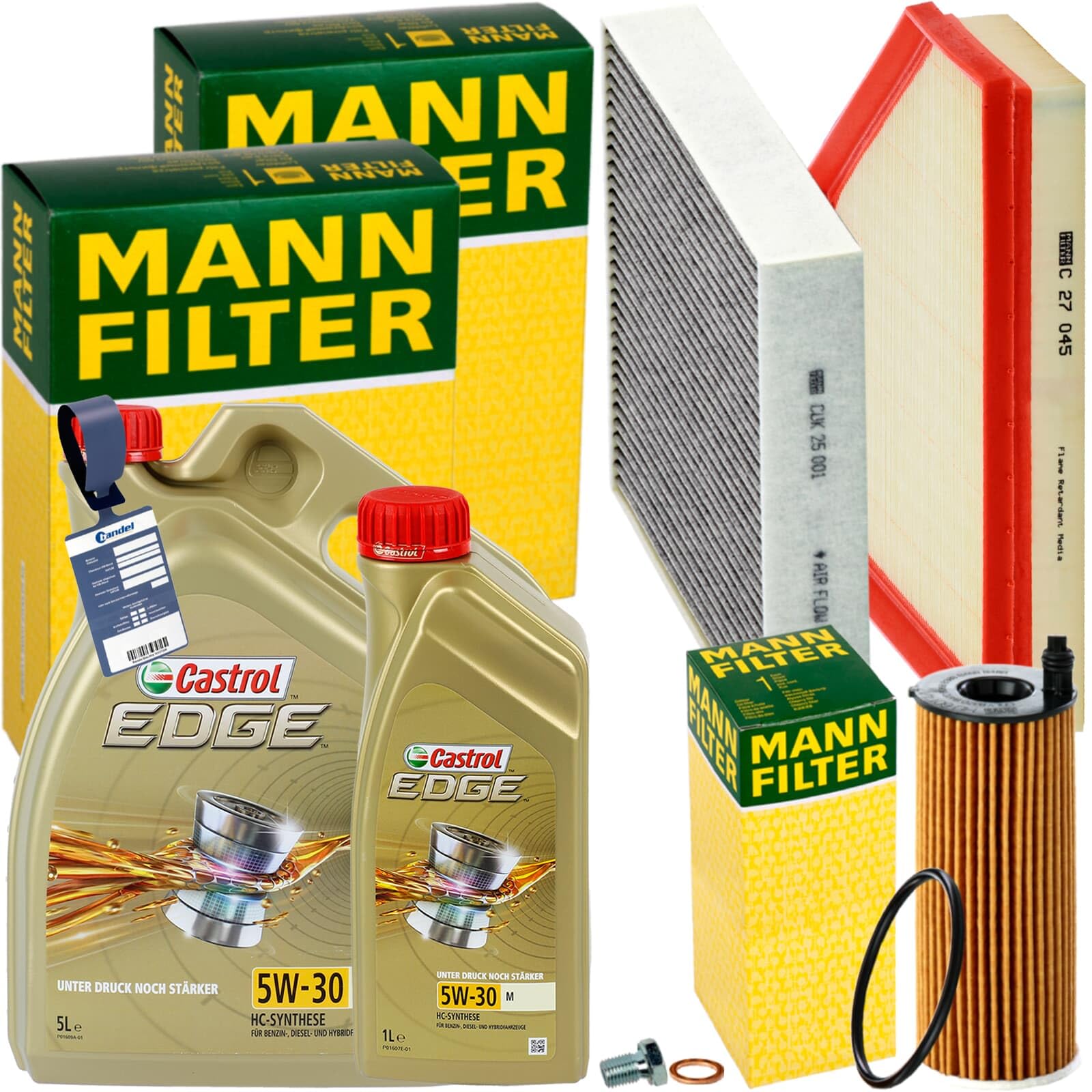 Inspektionspaket + 6L 5W-30 Öl passend für 1er 2er 3er F20 F30 von BandelOne