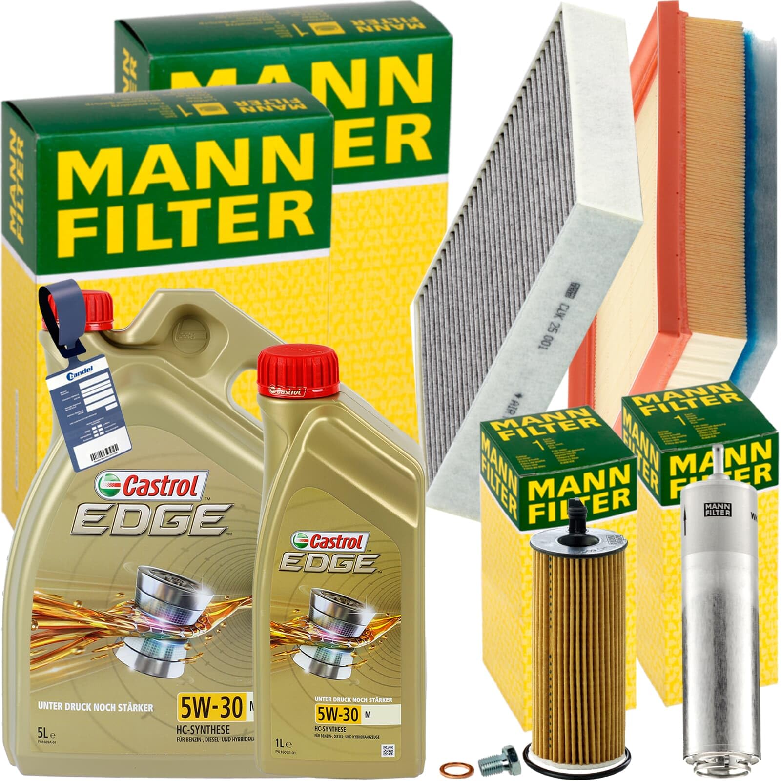 Inspektionspaket + 6L 5W-30 Öl passend für 1er F20 3er F30 4er von BandelOne