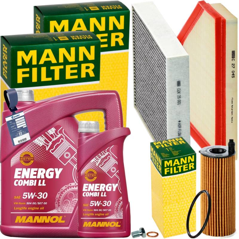 Inspektionspaket + 6L NRG 5W-30 Öl passend für 1er 2er 3er F20 F30 von BandelOne