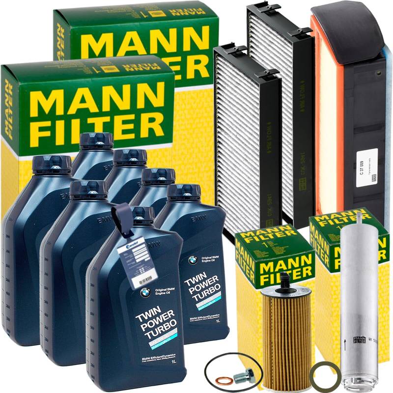 Inspektionspaket + 7L 5W-30 Öl passend für 30 + 40d X5 F15 X6 F16 von BandelOne