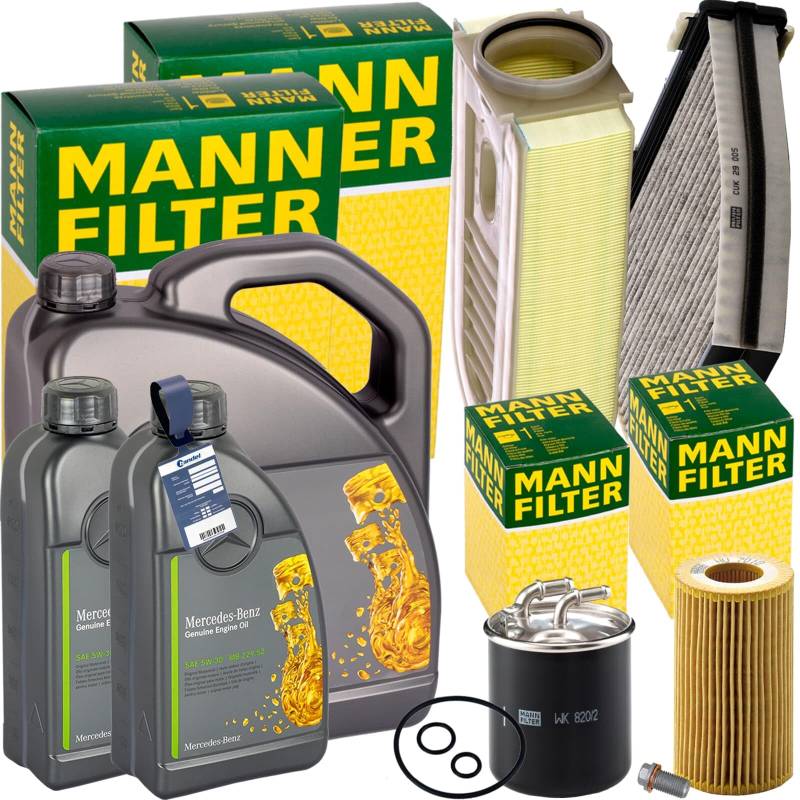 Inspektionspaket + 7L 5W-30 Öl passend für C204 W212 GLK von BandelOne