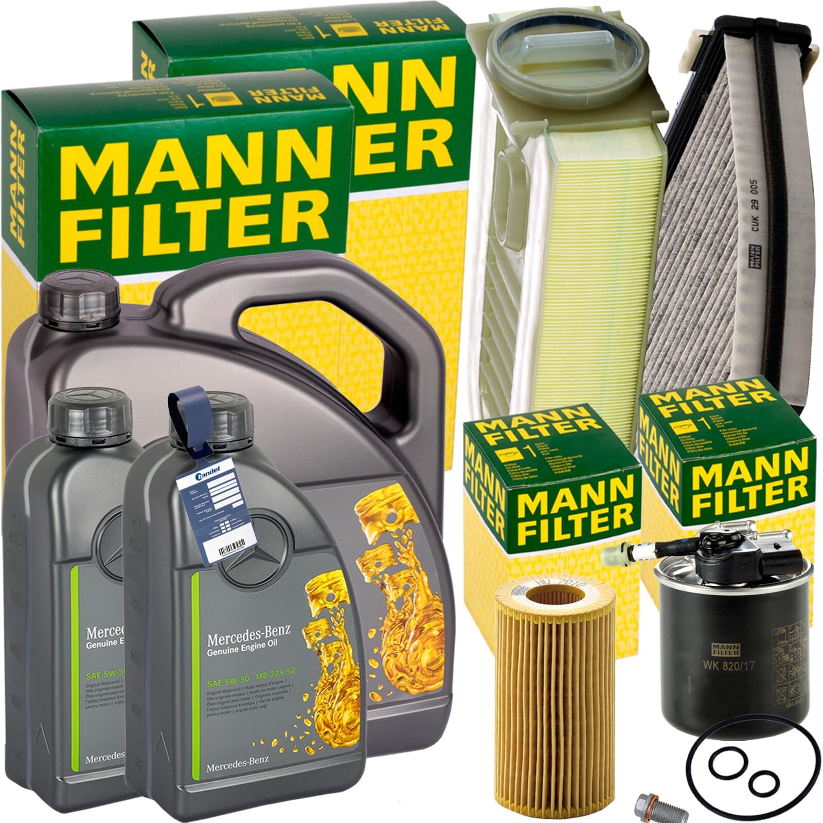 Inspektionspaket + 7L 5W-30 Öl passend für W204 W212 GLK von BandelOne