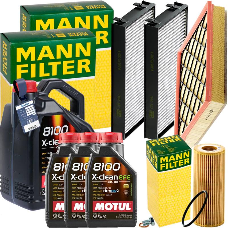 Inspektionspaket + 8L EFE 5W30 Öl passend für 3.0sd + 35d X5 E70 X6 von BandelOne