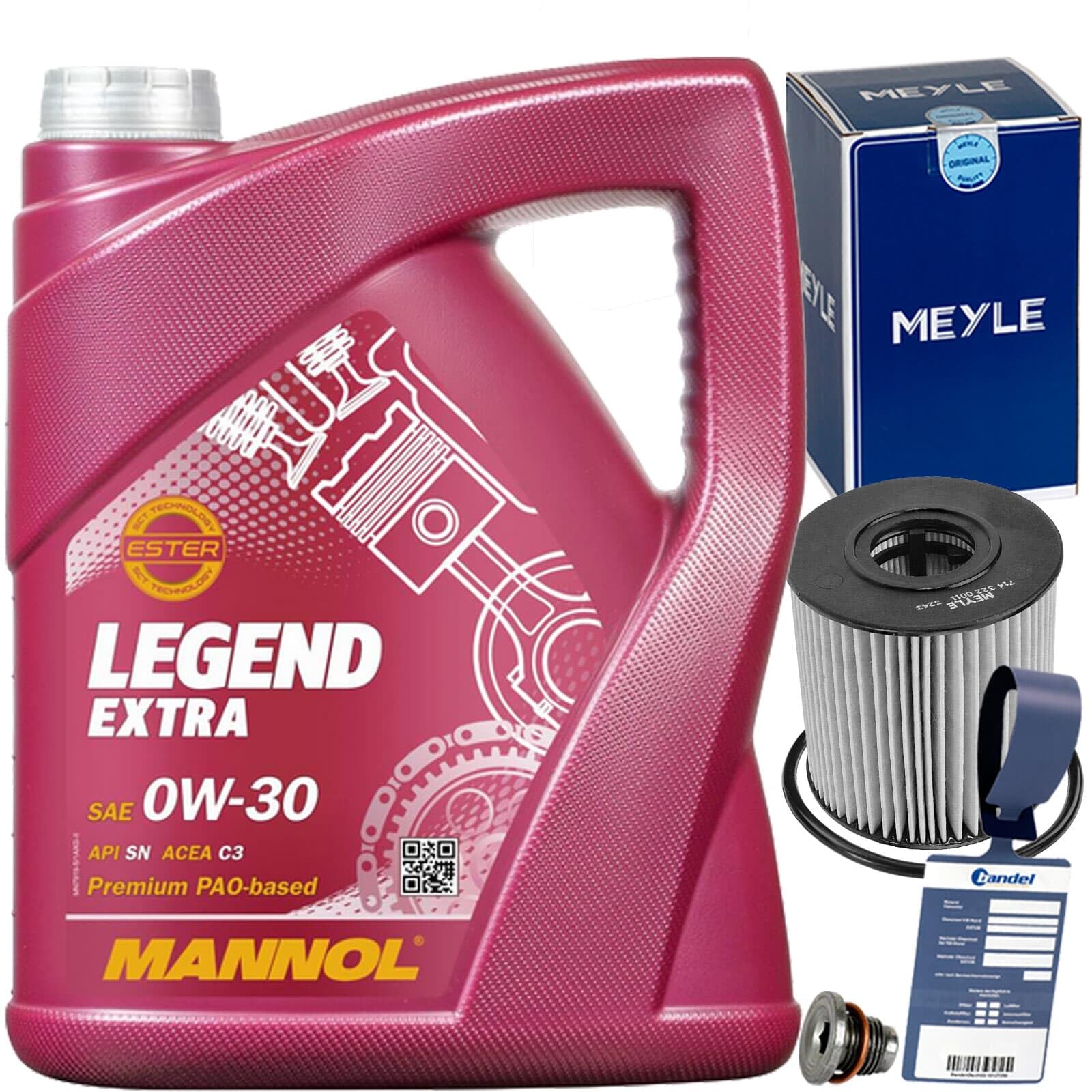 Inspektionspaket Meyle Ölfilter + 5l Motoröl 0W-30 passend für C4 C5 P 207 308 3008 5008 von BandelOne