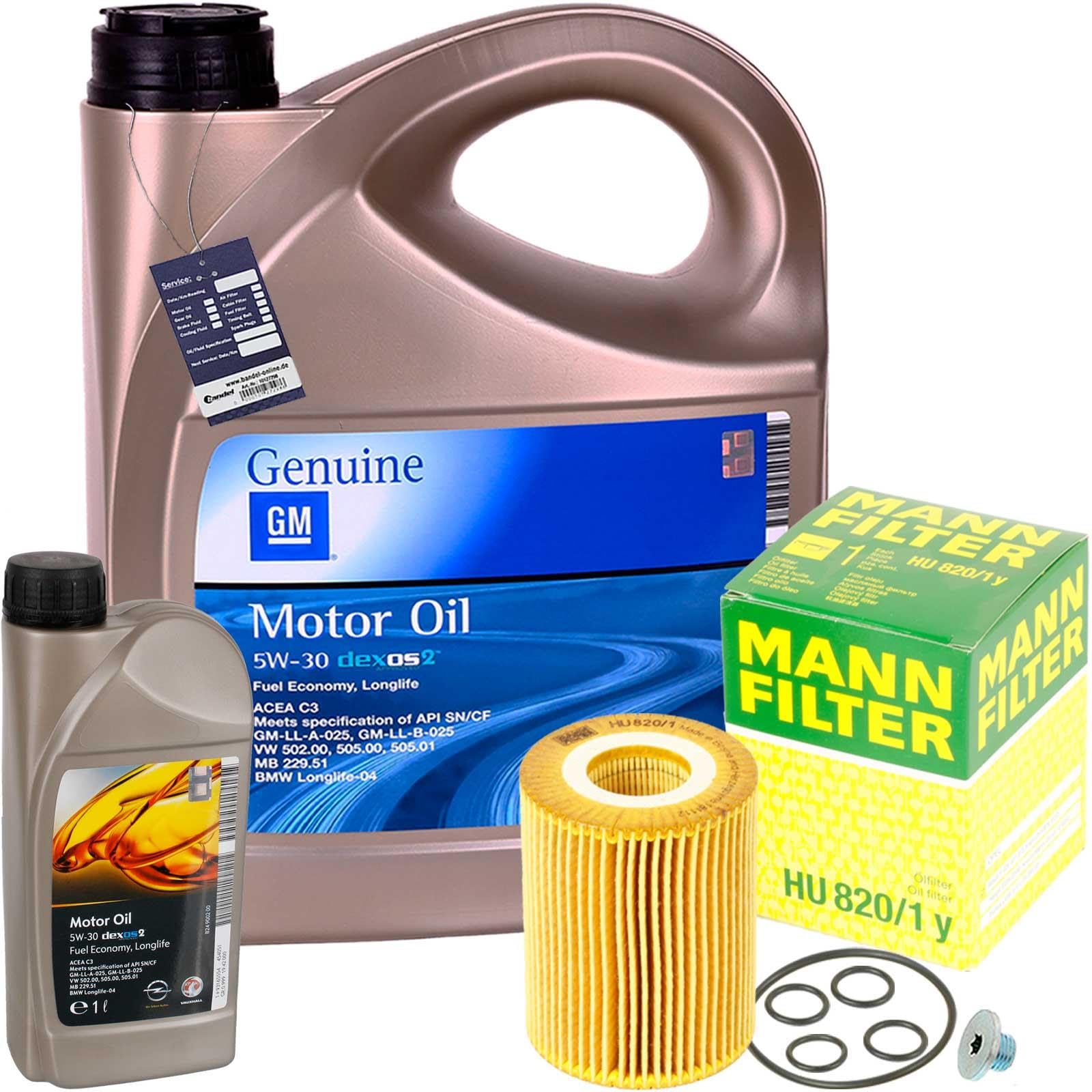 Inspektionspaket Ölwechsel Set Mann Ölfilter + 6l Motoröl 5W-30 von BandelOne