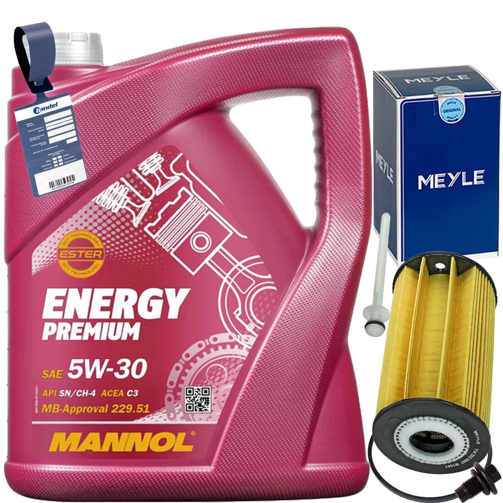 Inspektionspaket Ölwechsel Set Meyle Ölfilter + 5l Mannol Motoröl 5W-30 von BandelOne