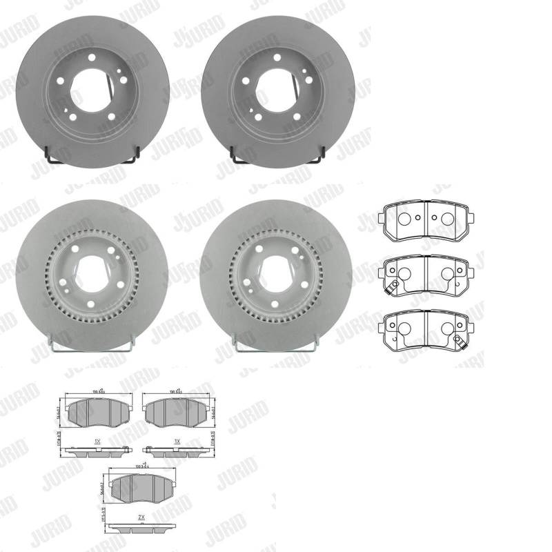 JURID Bremsscheiben + Beläge vorne + hinten passend für ix20 JC von BandelOne