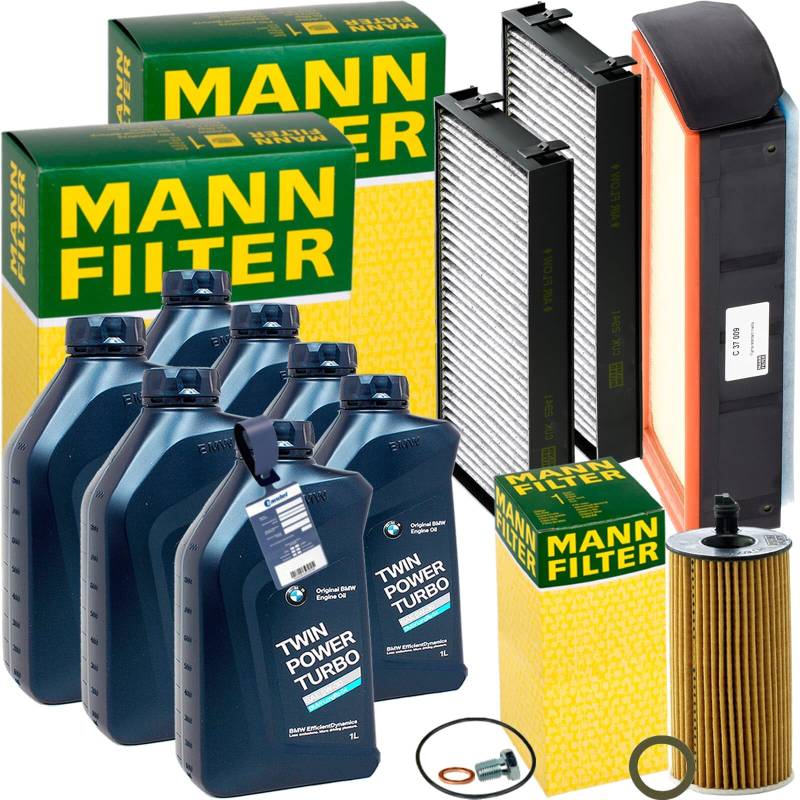 Inspektionspaket + 7L 5W-30 Öl passend für 30 + 40d X5 F15 X6 F16 von BandelOne