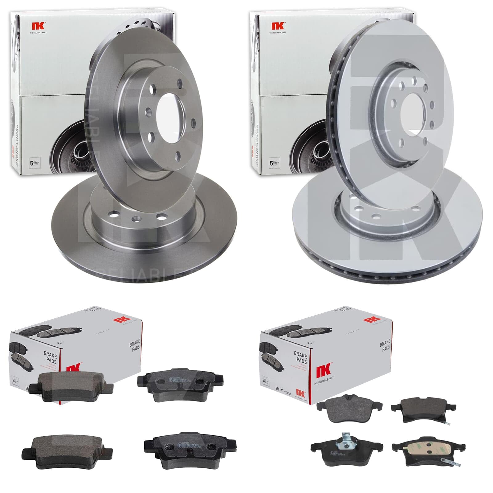 NK Bremsscheiben + Beläge vorne + hinten passend für Corsa D Bj. 2006-2014 von BandelOne