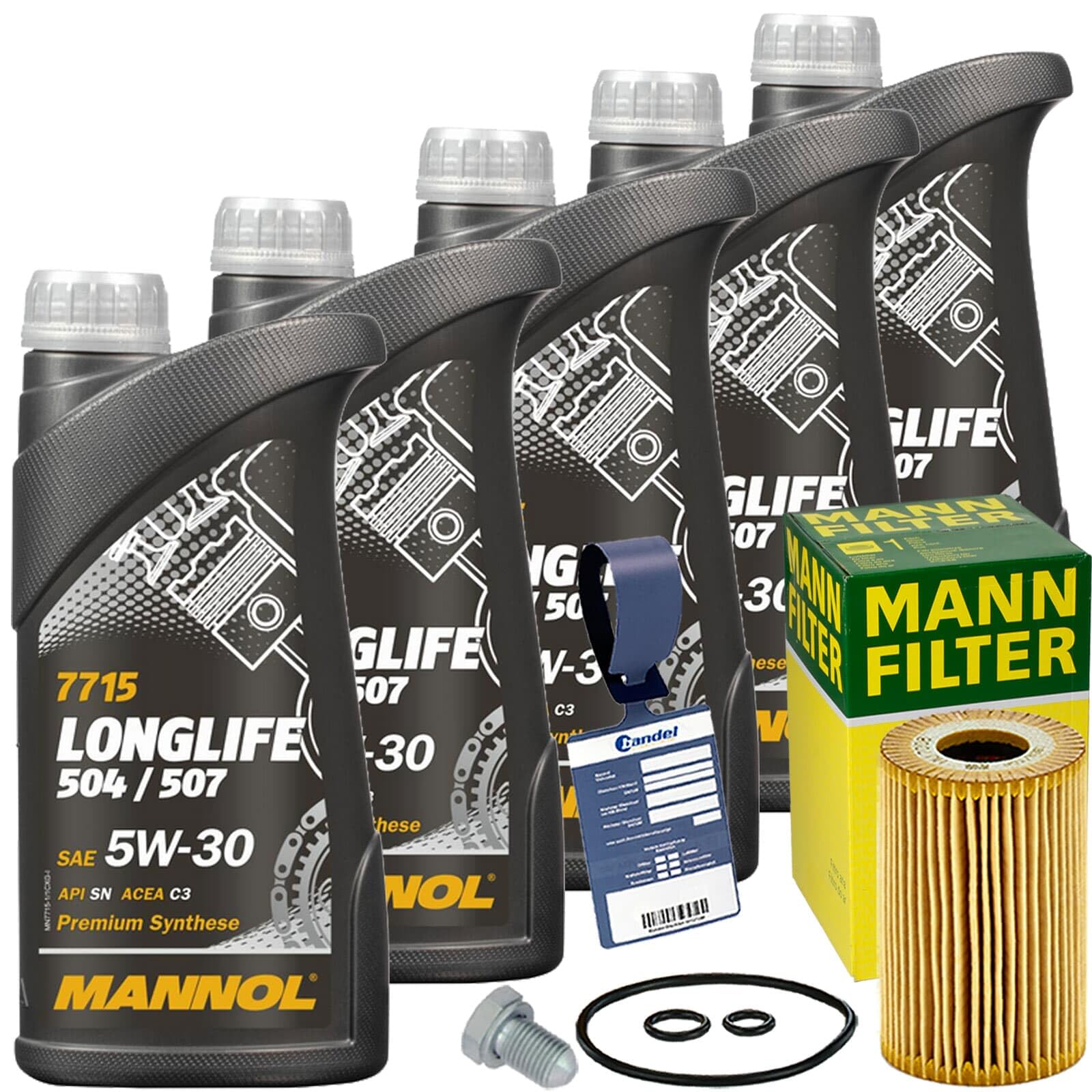 Ölfilter + 5W-30 Öl passend für Golf 5 + 6 Passat B6 + B7 1.6-2.0 TDI von BandelOne