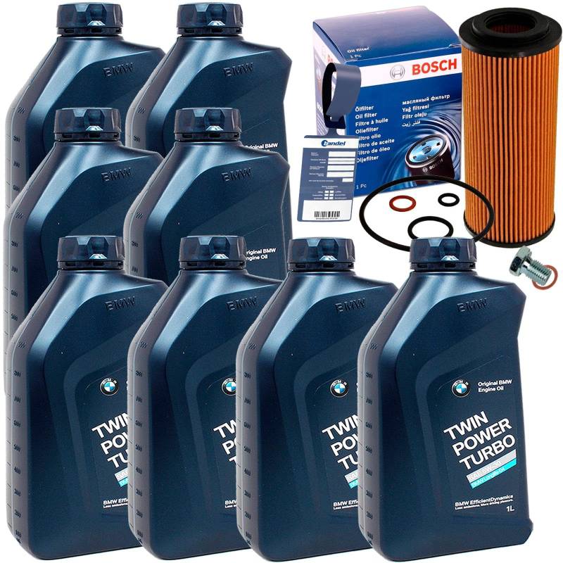 Ölfilter + 8L Motoröl LONGLIFE passend für 3 E46 5 E60 E61 6 E63 X3 E83 von BandelOne