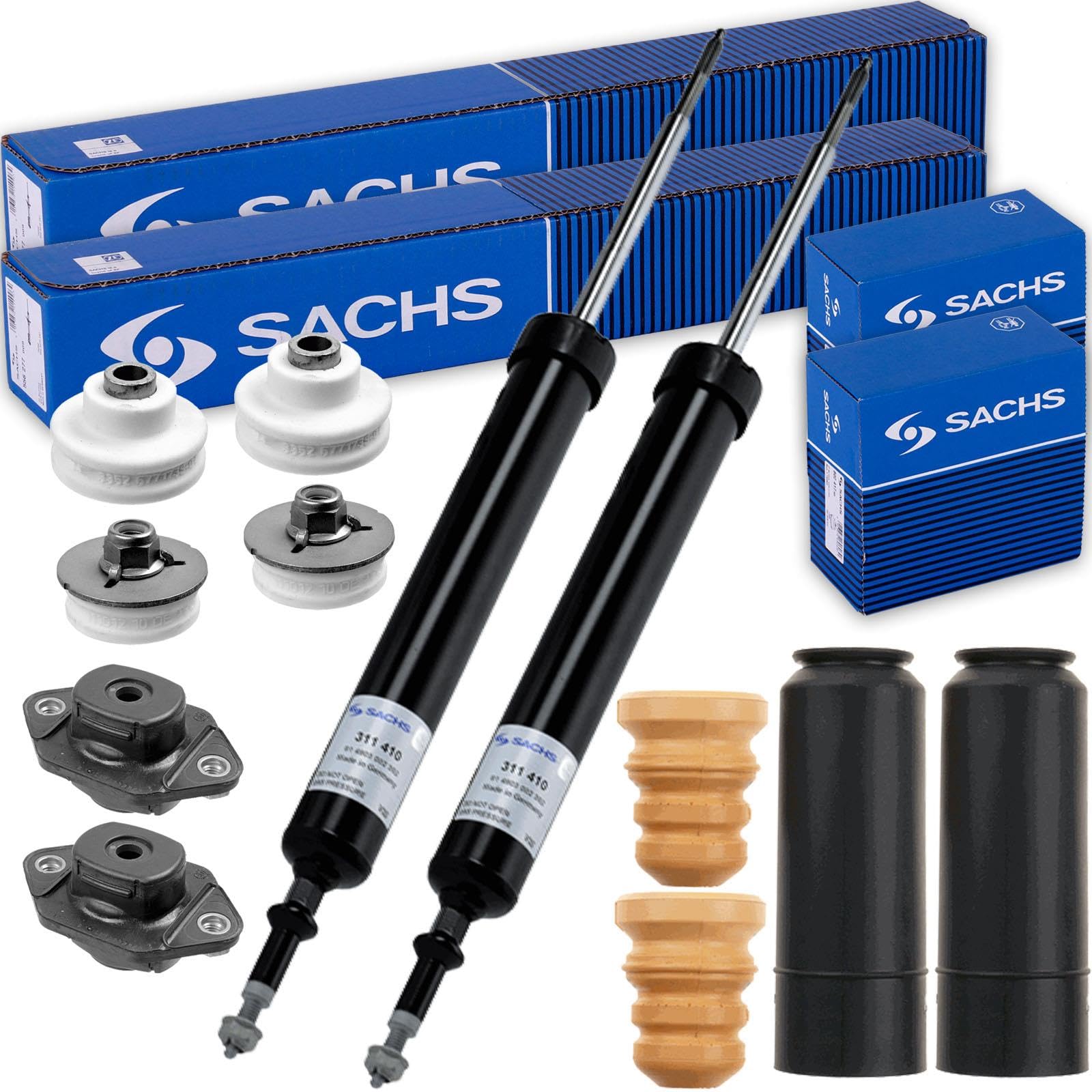 SACHS Stoßdämpfer + Domlager + Protection-Kit hinten passend für 1/3er E81 E90 von BandelOne