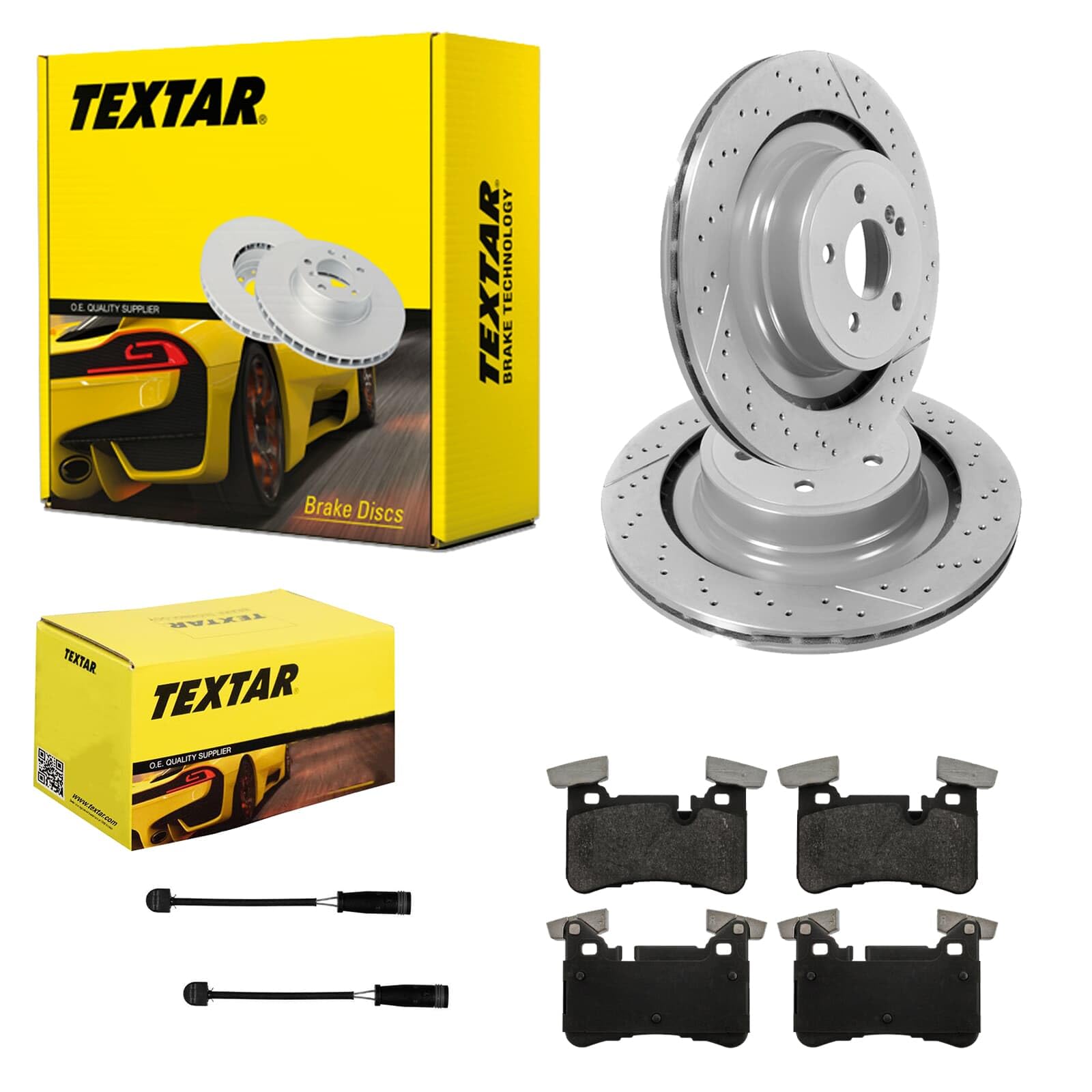 TEXTAR Bremsscheiben + Beläge hinten passend für 63 AMG W212 W218 W204 von BandelOne