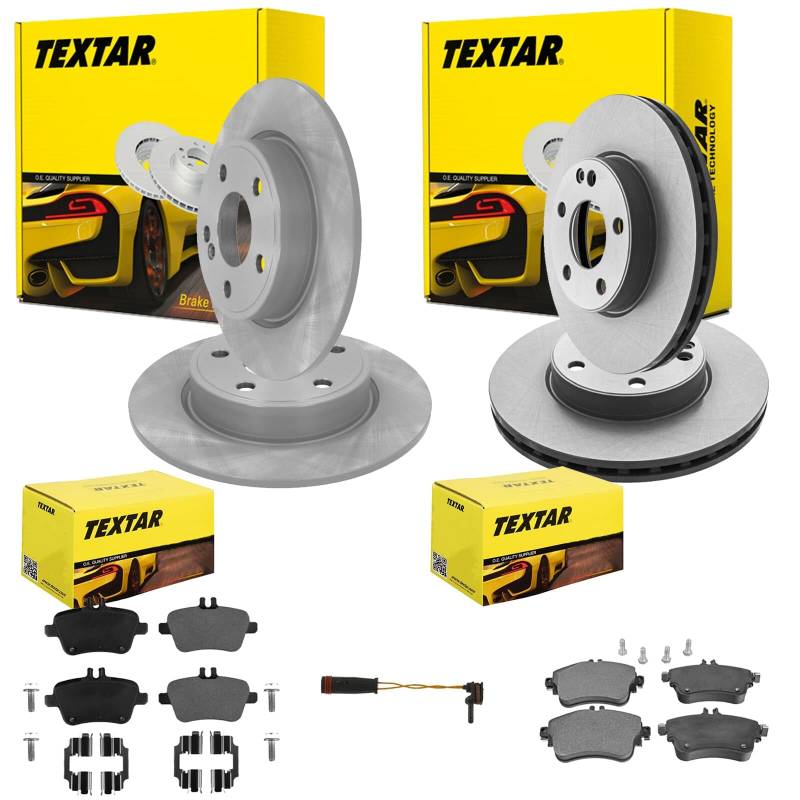 TEXTAR Bremsscheiben + Beläge vorne + hinten passend für W176 W246 von BandelOne