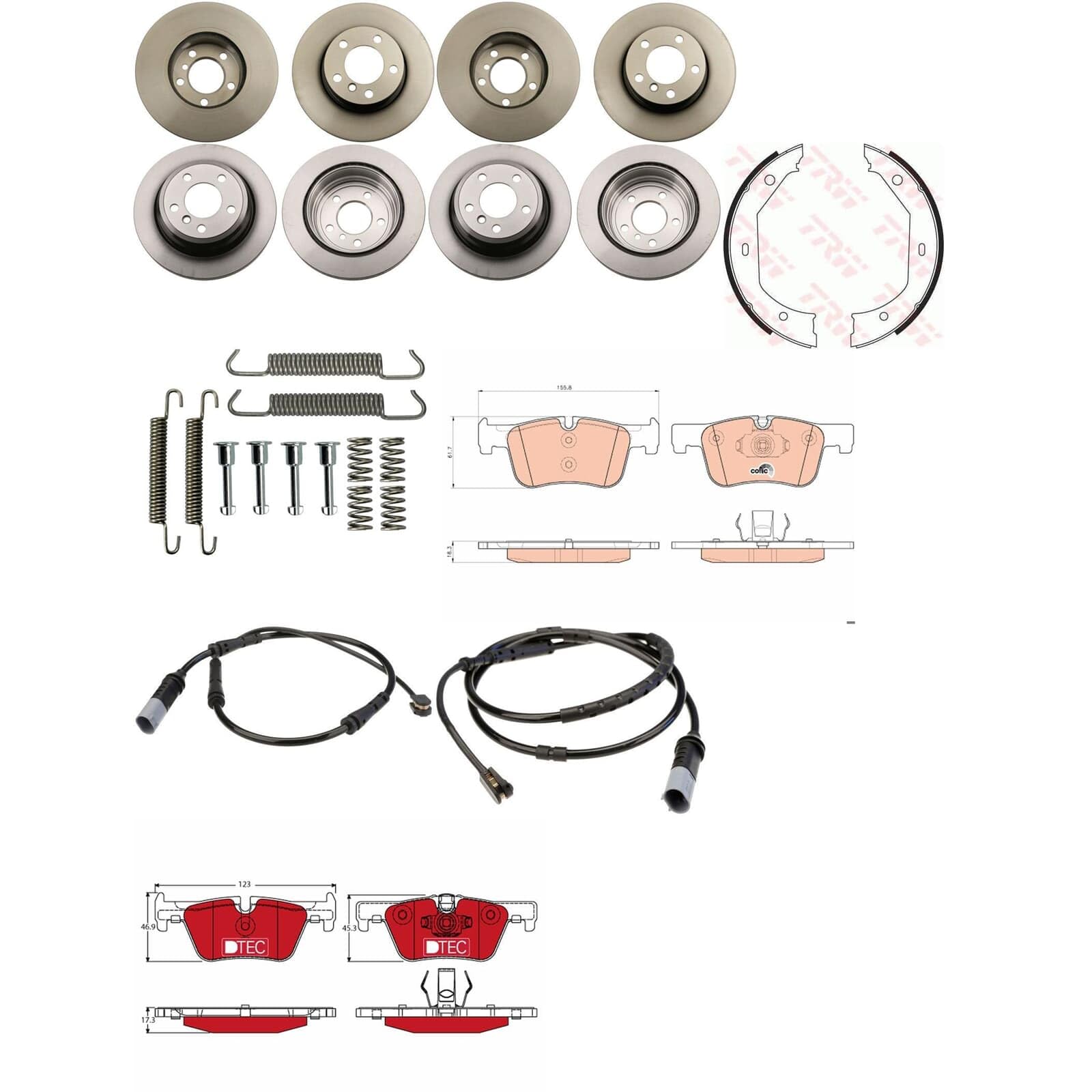 TRW Bremsscheiben + Beläge + Handbremse passend für 4er F32 F33 F36 von BandelOne