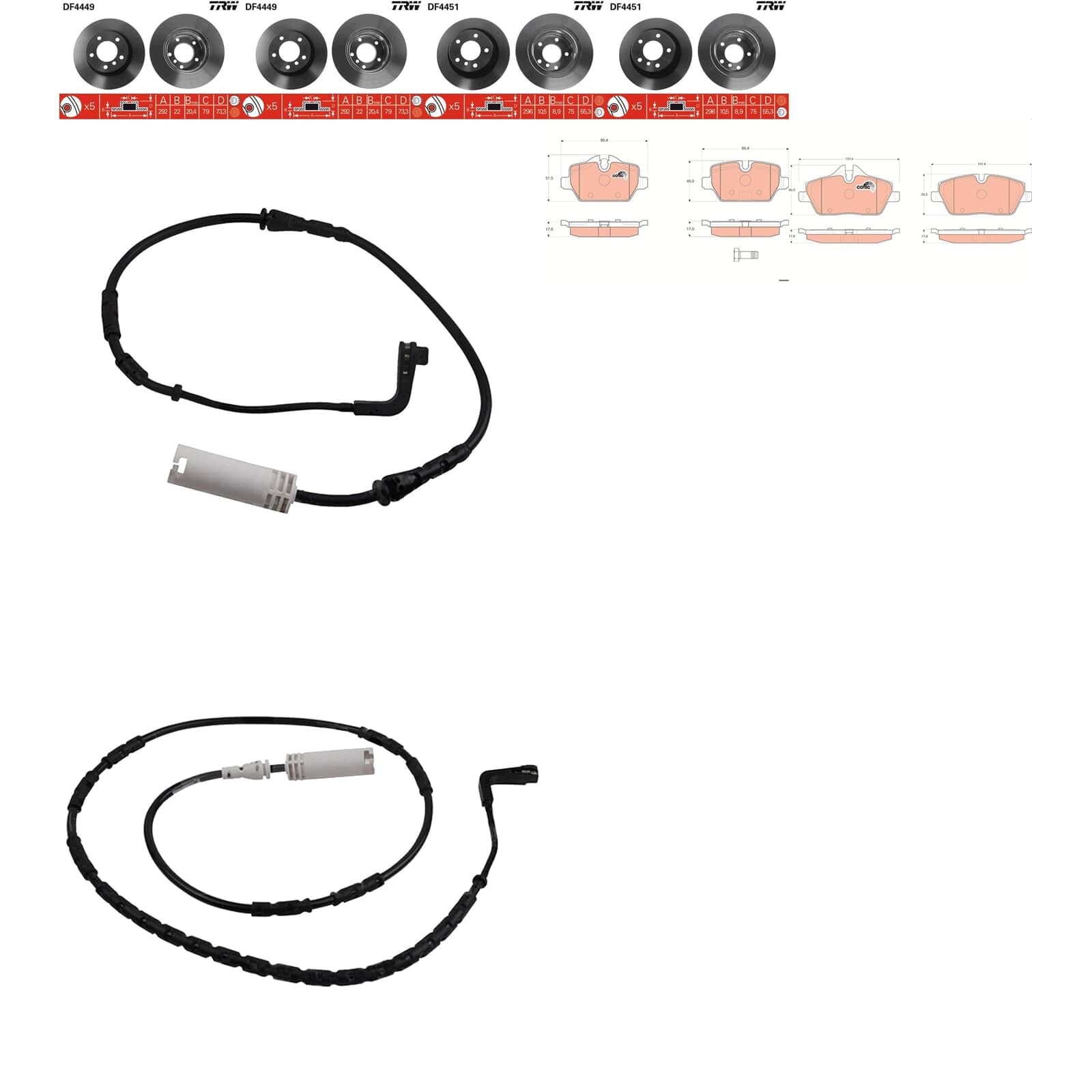 TRW Bremsscheiben + Beläge vorne + hinten passend für 1er E87 5-Türer 3er E90 von BandelOne