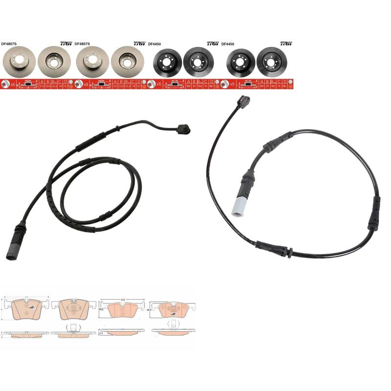 TRW Bremsscheiben + Beläge vorne + hinten passend für 1er F20 F21 2er F22 F23 von BandelOne