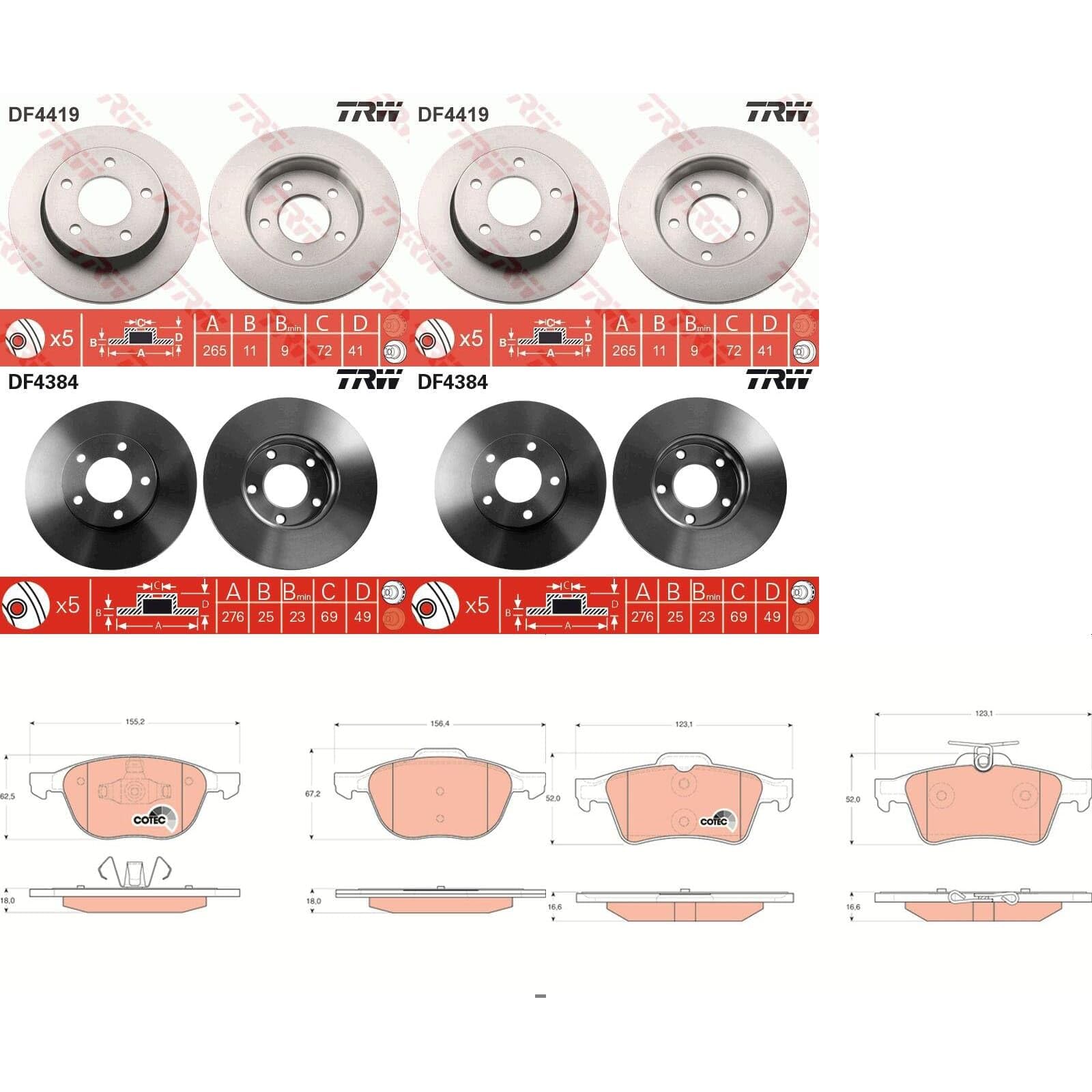 TRW Bremsscheiben + Beläge vorne + hinten passend für 3 BK BL von BandelOne