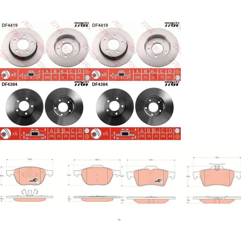 TRW Bremsscheiben + Beläge vorne + hinten passend für 3 BK BL von BandelOne