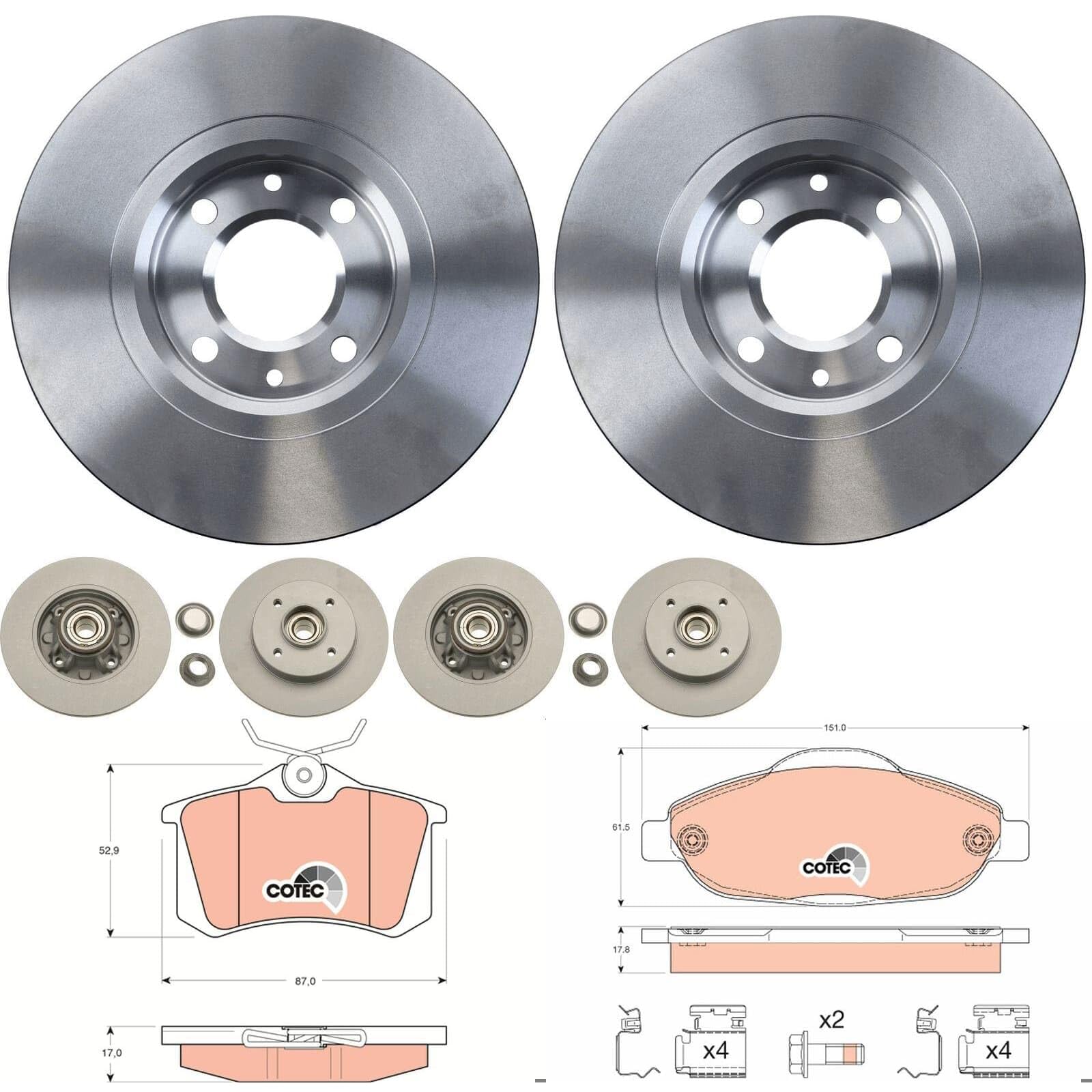 TRW Bremsscheiben + Beläge vorne + hinten passend für 308 Bj. 2007-2015 von BandelOne