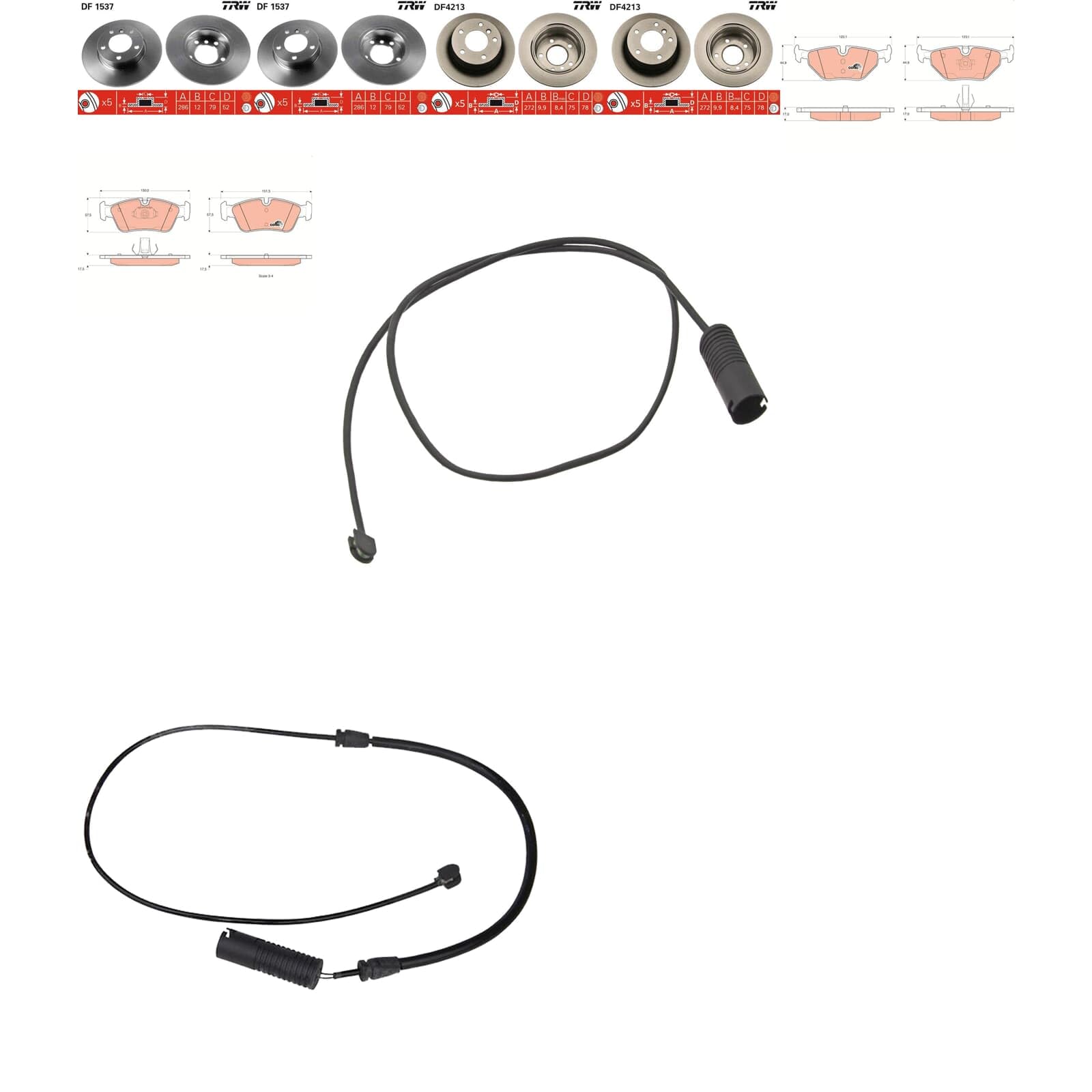 TRW Bremsscheiben + Beläge vorne + hinten passend für 3er E36 Compact von BandelOne